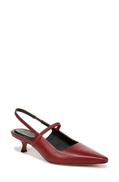 Venice Slingback Pointed Toe Kitten Heel Pump In Crimson Red Leather Product Image