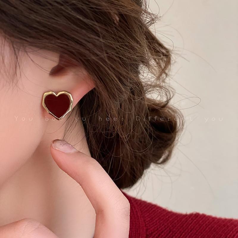 Enamel Heart Stud Earring Product Image