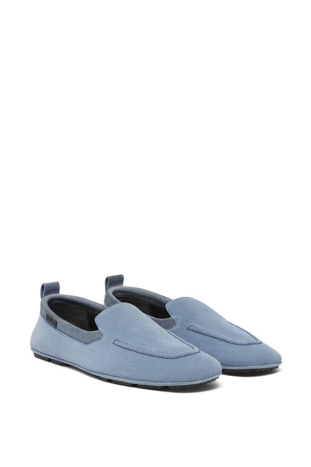 VERSACE Stitched Suede Loafers In Blue Product Image