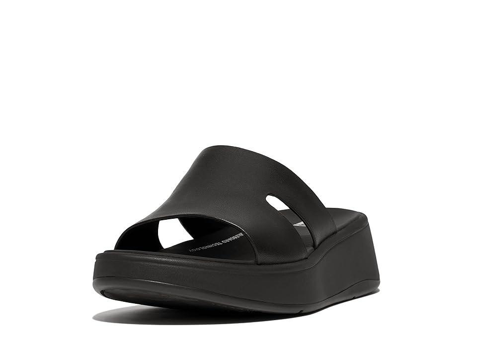 FitFlop F-Mode Raw-Edge Leather Flatform H-Bar Slides Women's Sandals Product Image