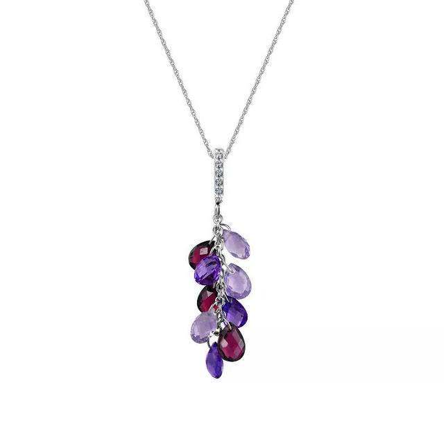 Sterling Silver Multi Color Amethyst Dangle Pendant Necklace, Womens Product Image