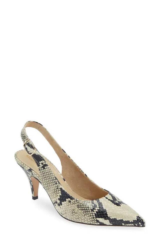 River Snake-effect Slingback Pumps In Natural Product Image