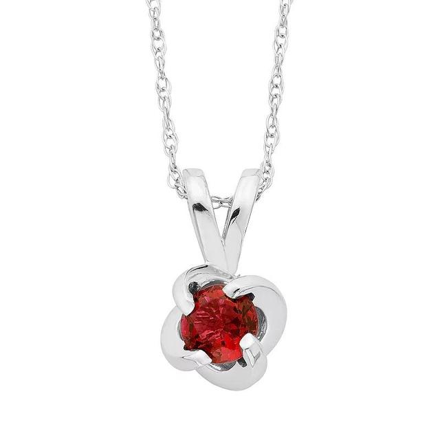 Boston Bay Diamonds Sterling Silver Birthstone Swirl Pendant Necklace, Womens Created Red Product Image