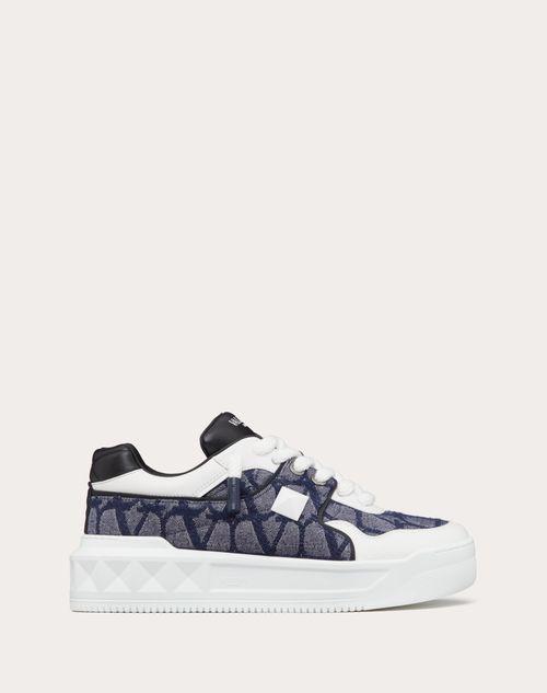 ONE STUD XL LOW-TOP SNEAKER IN DENIM-EFFECT TOILE ICONOGRAPHE JACQUARD FABRIC Product Image