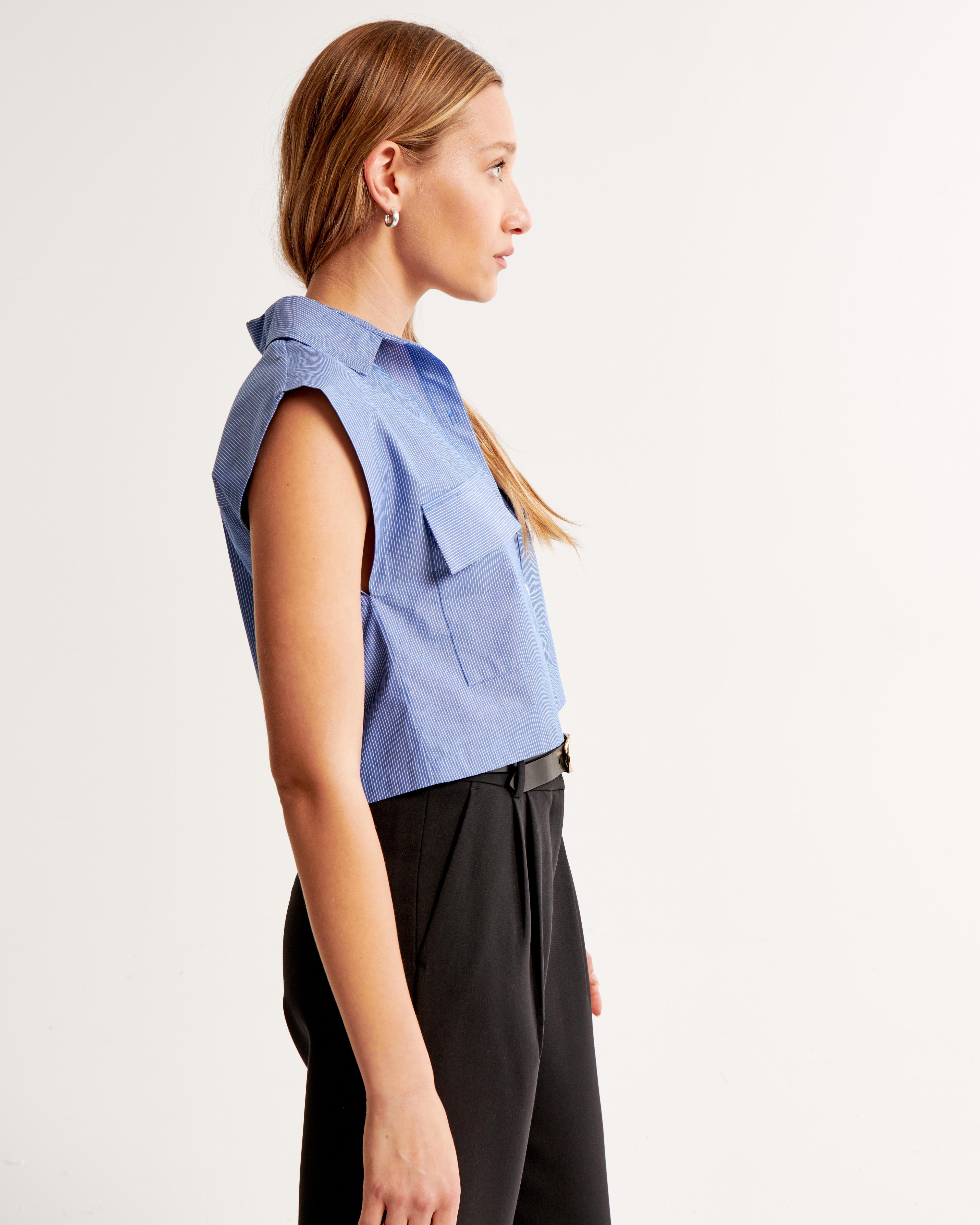 Cropped Sleeveless Utility Shirt Product Image