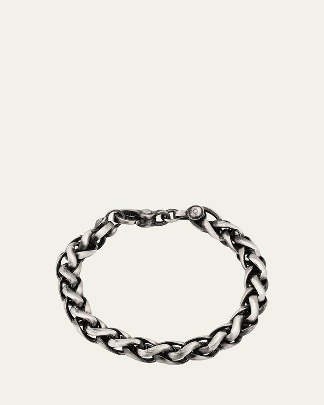 Mens Sterling Silver Wheat Chain Bracelet Product Image