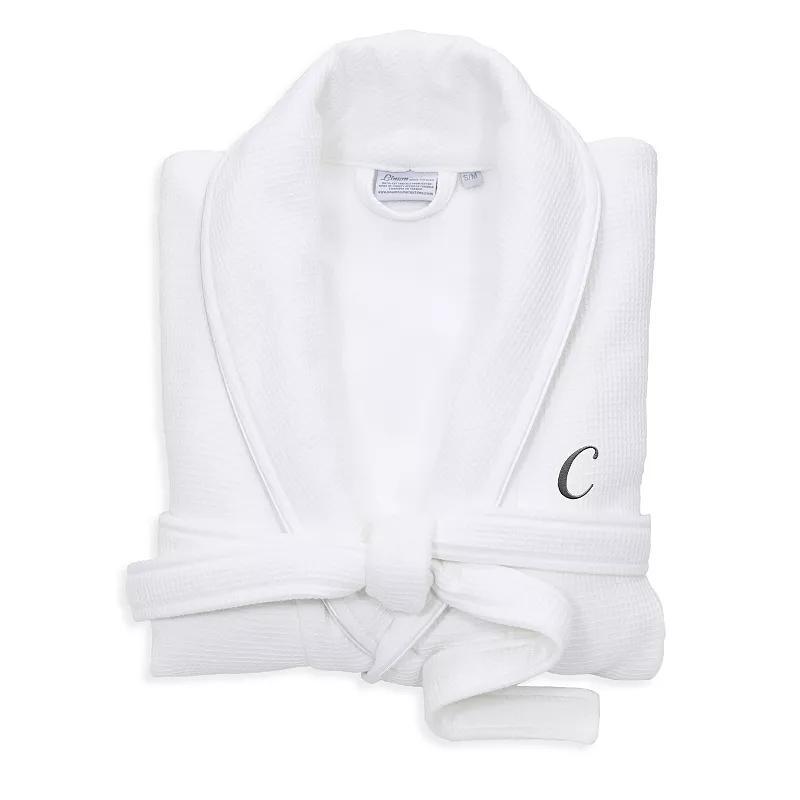 Linum Home Textiles Turkish Cotton Personalized Satin Piped Trim Waffle Terry White Bathrobe, Womens Product Image