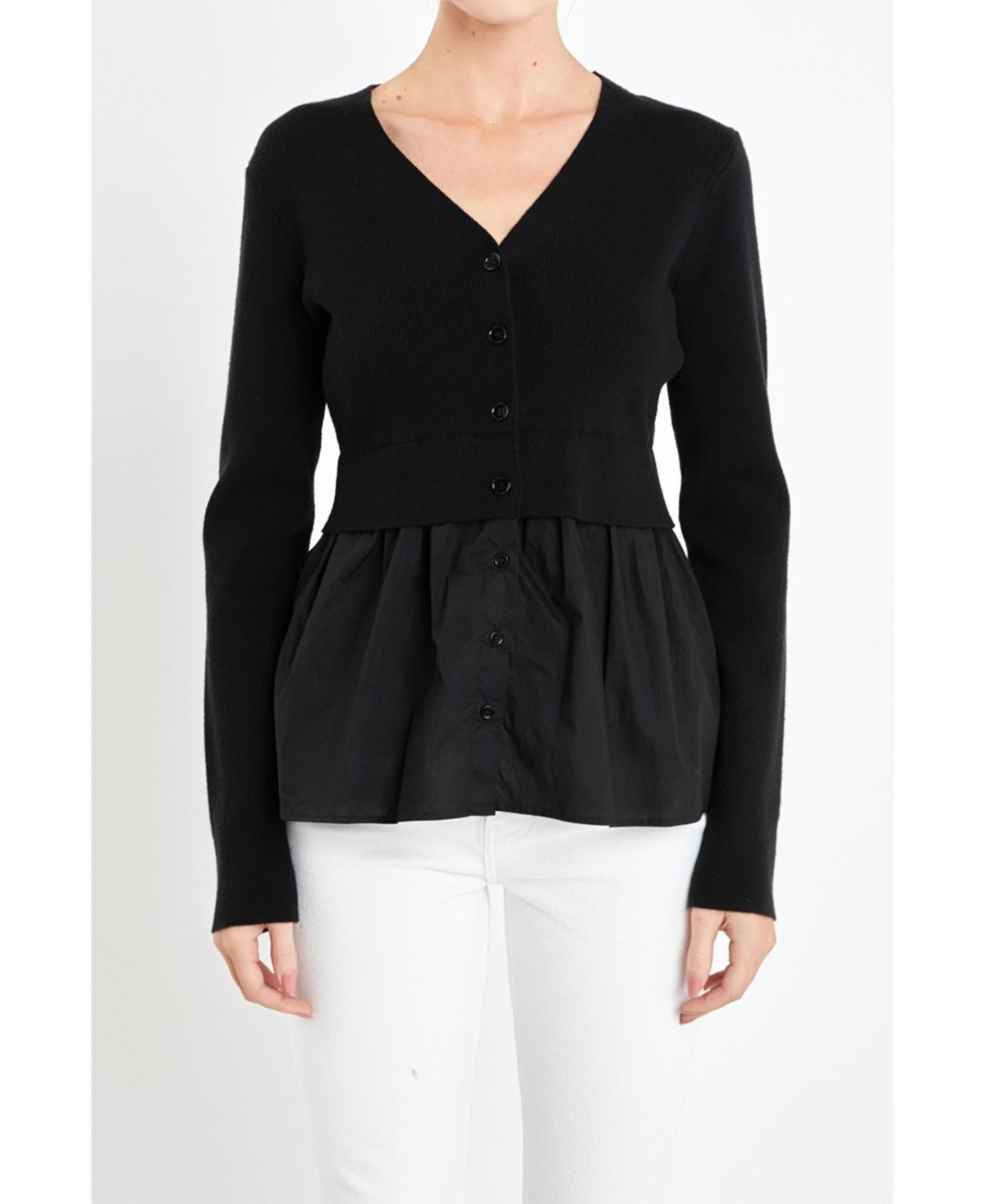 Womens Mix Media Cardigan Product Image