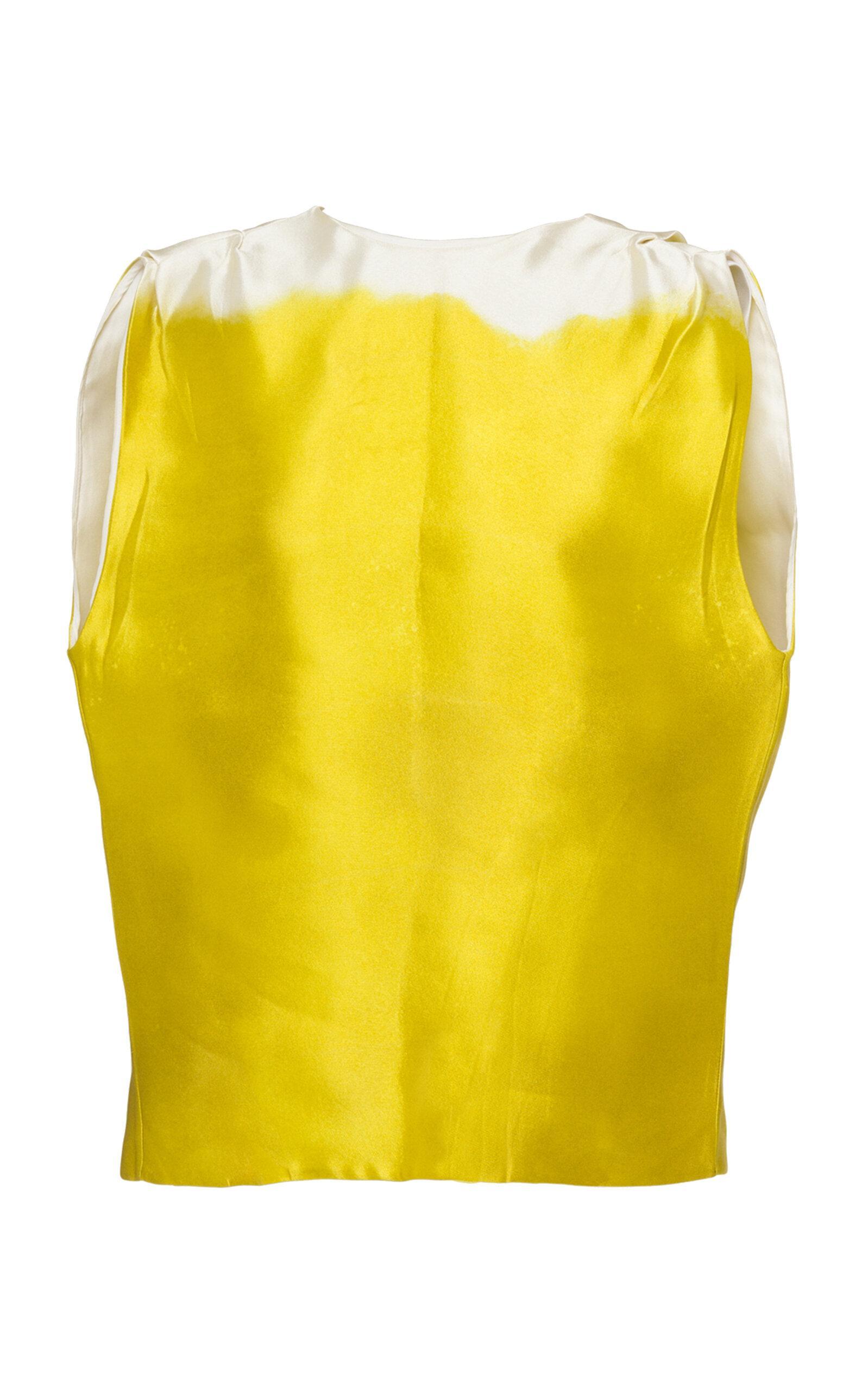 Satin Sleeveless Blouse In Yellow & Orange Product Image