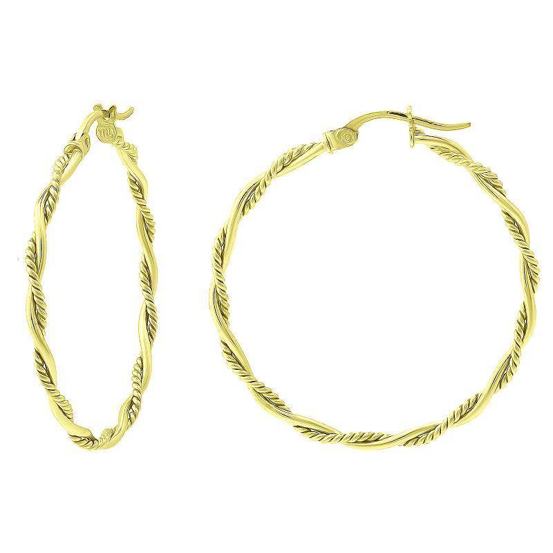 Aleure Precioso Sterling Silver Twist Wrap Hoop Earrings, Womens Gold Tone Product Image