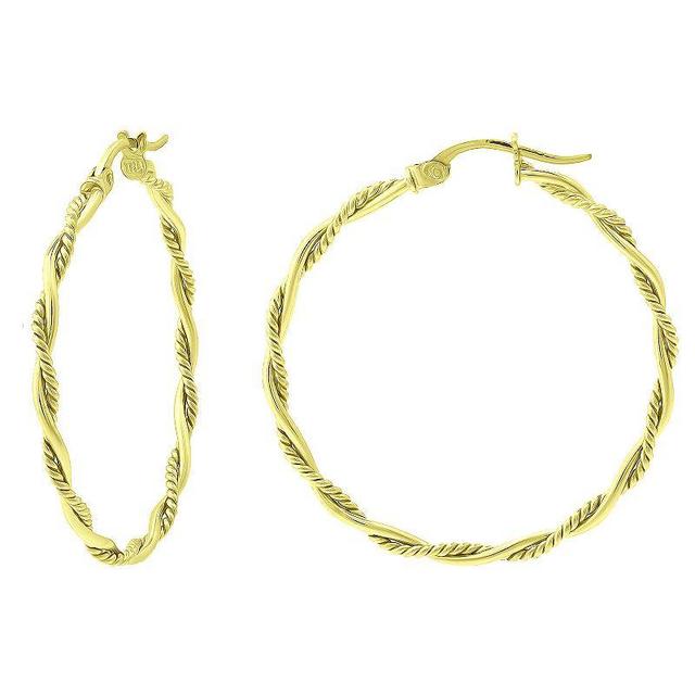 Aleure Precioso Sterling Silver Twist Wrap Hoop Earrings, Womens Gold Product Image