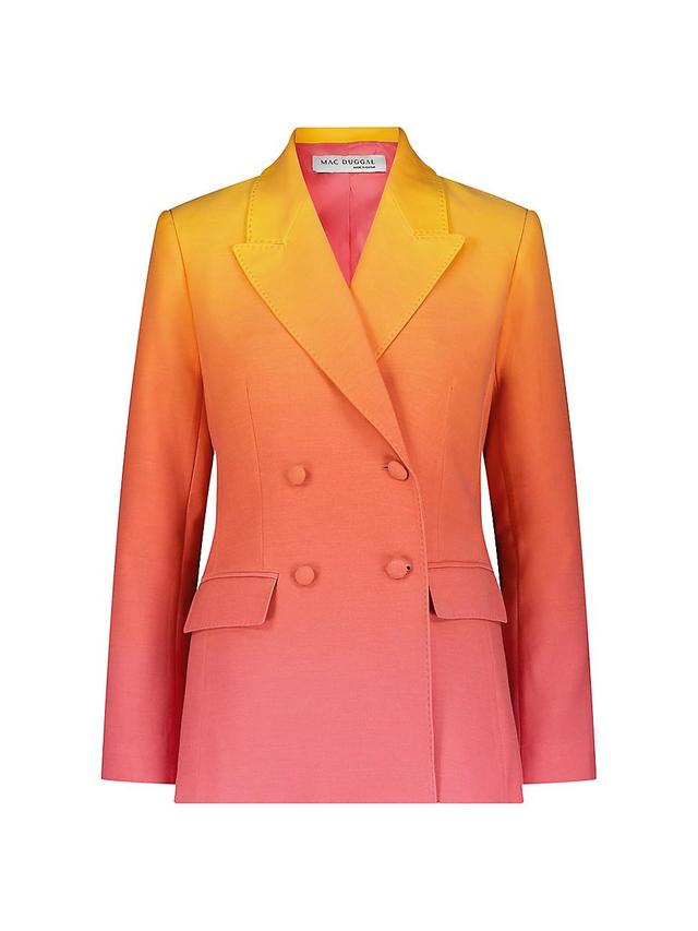 Womens Double-Breasted Crepe Ombr Blazer Product Image