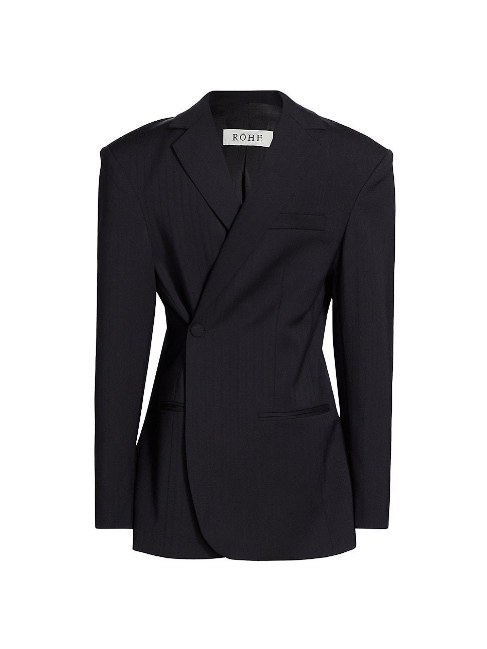 Womens Wool-Blend Overlap Blazer Product Image