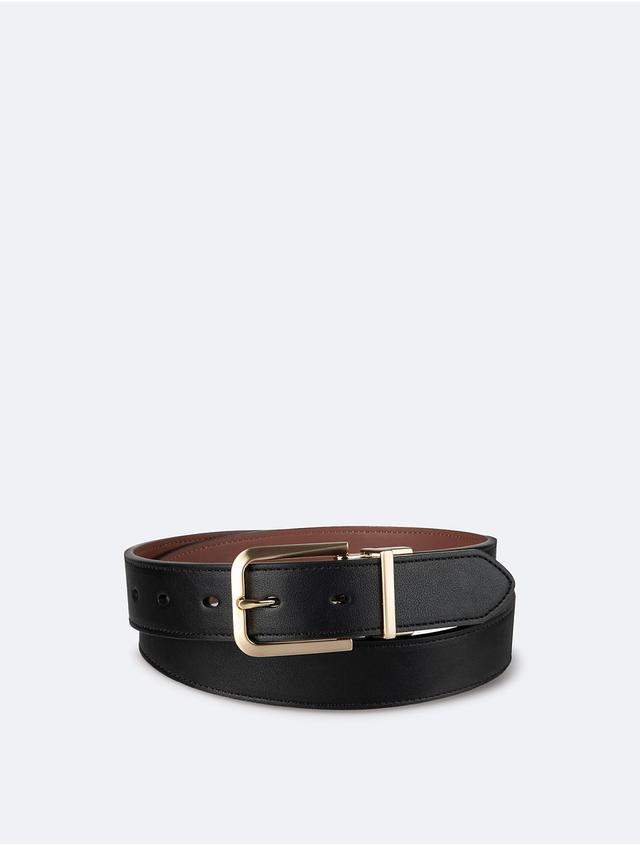 Calvin Klein Womens Polished Harness Reversible Buckle Belt - Brown - S Product Image