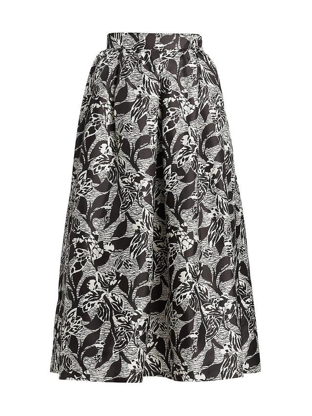 Womens Rotondo Leaf-Print Midi-Skirt Product Image