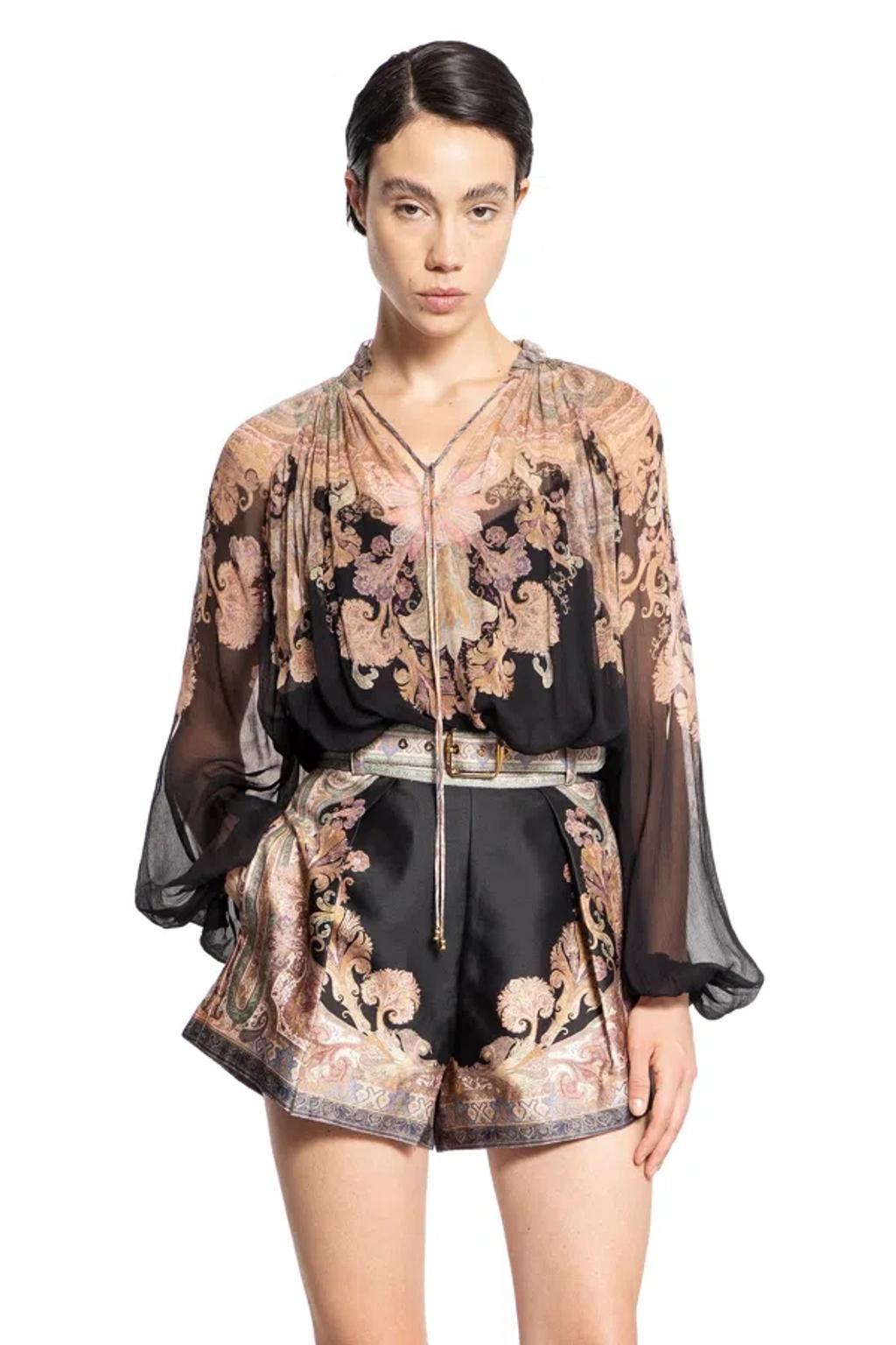 ZIMMERMANN Illustration Floral Paisley Top In Black Product Image