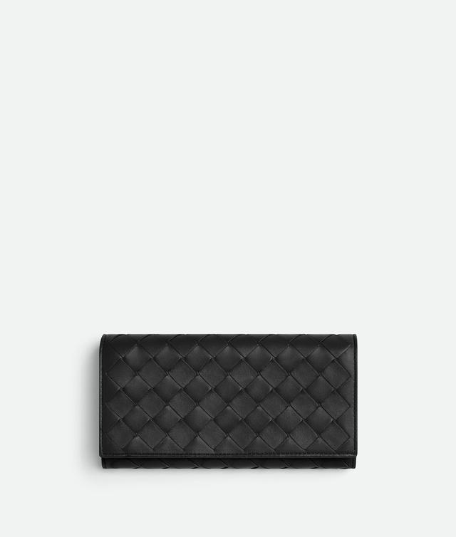 Women's Intrecciato 15 Large Flap Wallet in Black Product Image