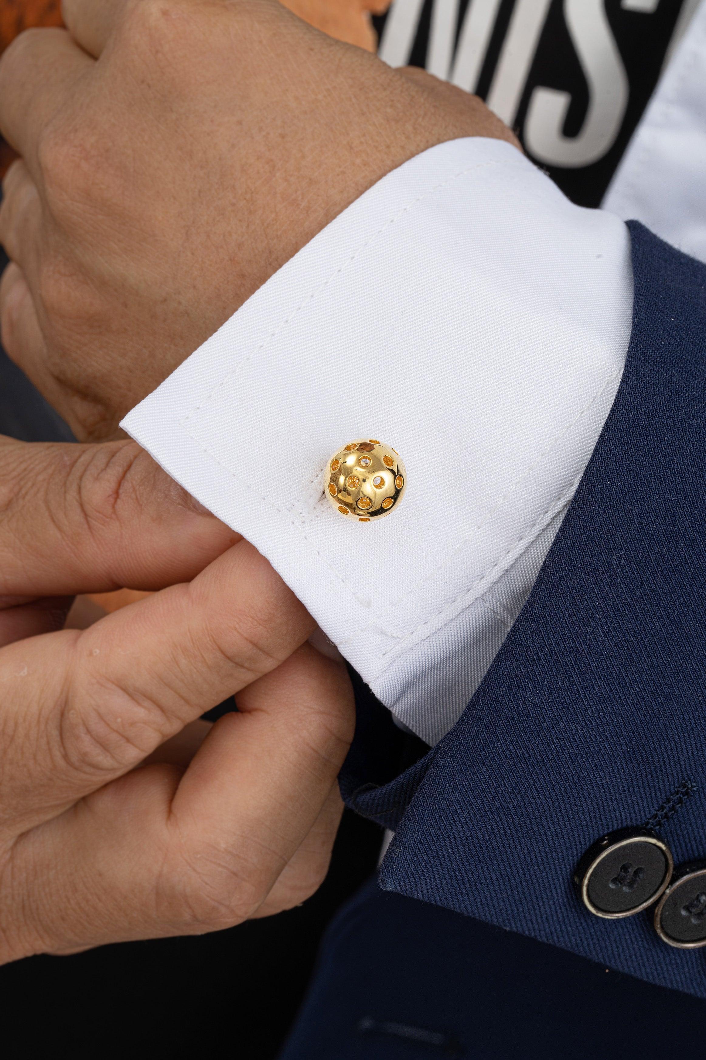 Pickleball Cuff Links Gold Ball Male Product Image