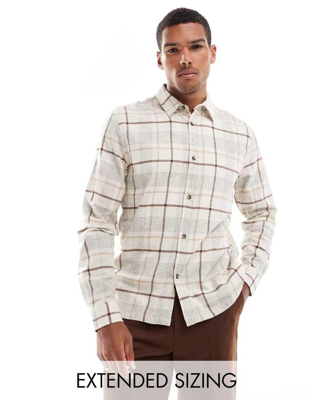 ASOS DESIGN shirt in neutral plaid  Product Image