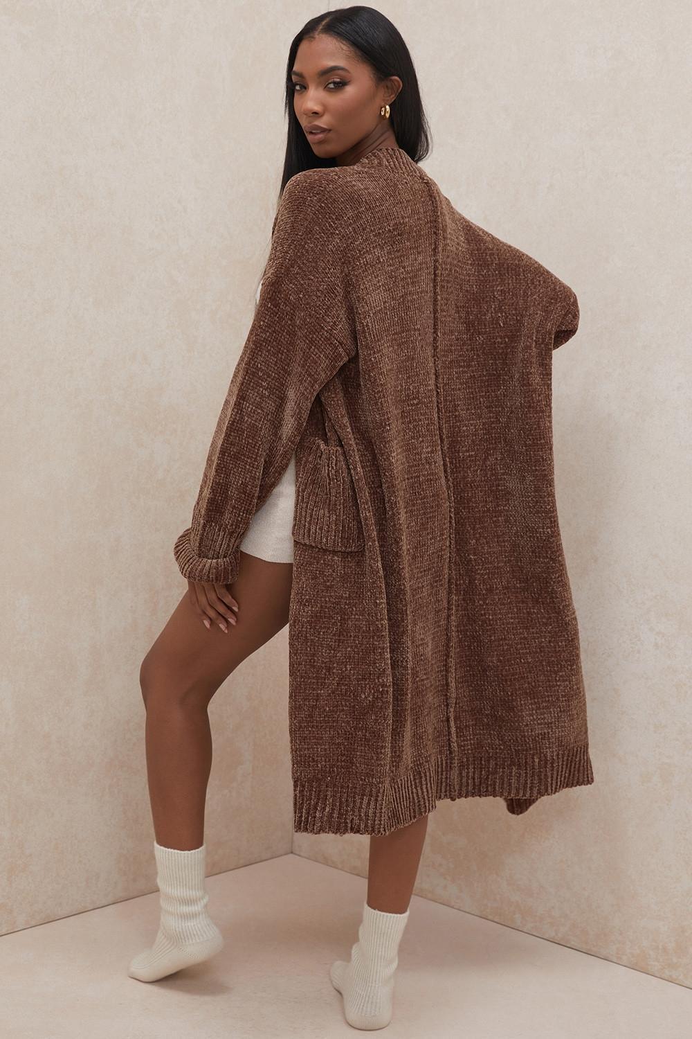 Celine Chocolate Chenille Slouchy Cardigan Product Image