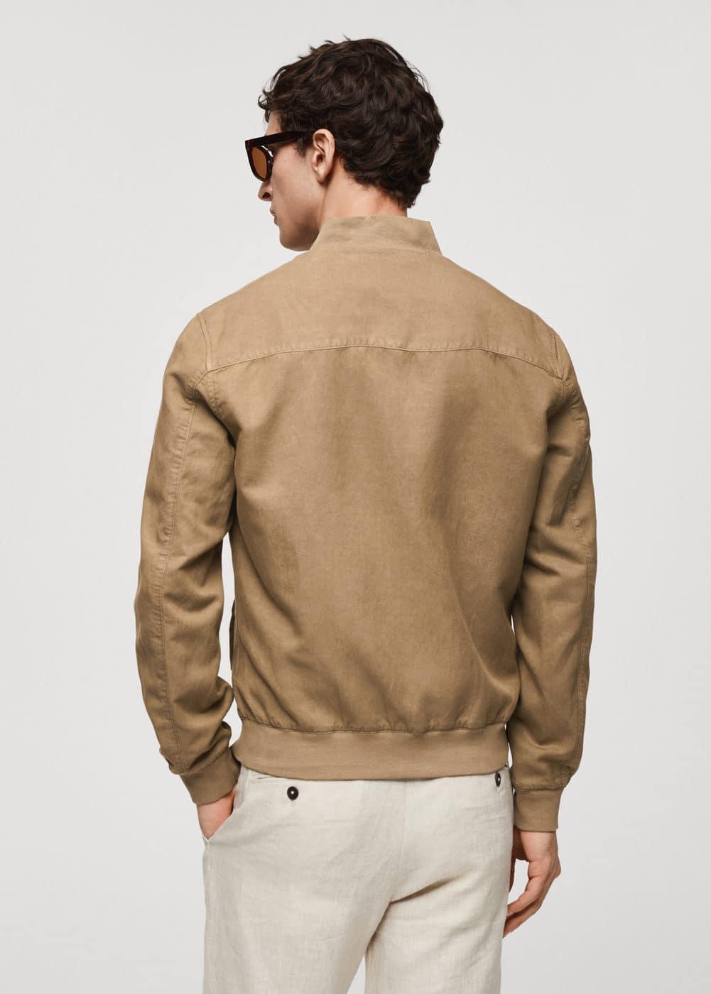 MANGO MAN - Linen lyocell bomber jacket tobacco brownMen Product Image