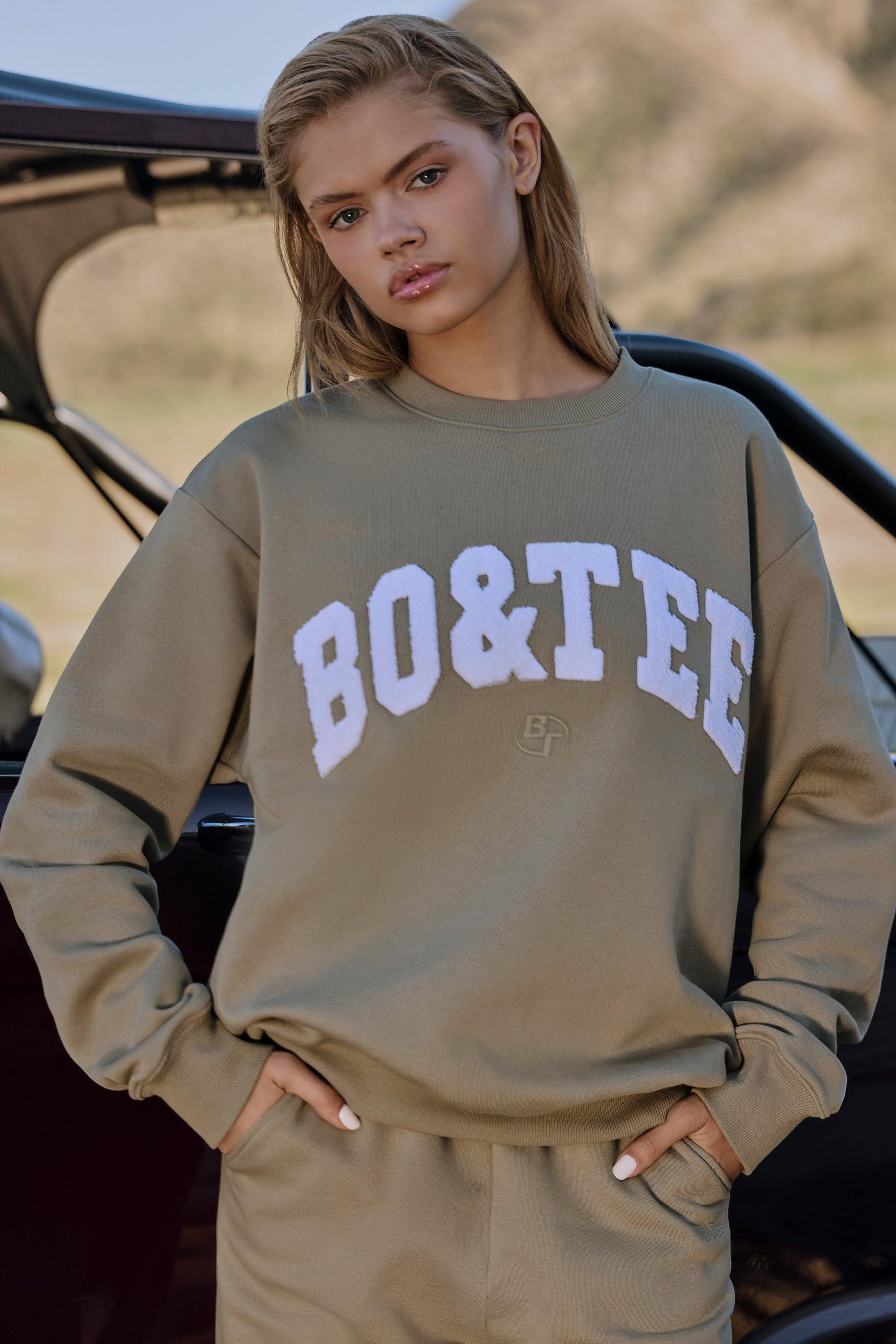 Oversized Crew Neck Sweatshirt in Soft Olive Product Image