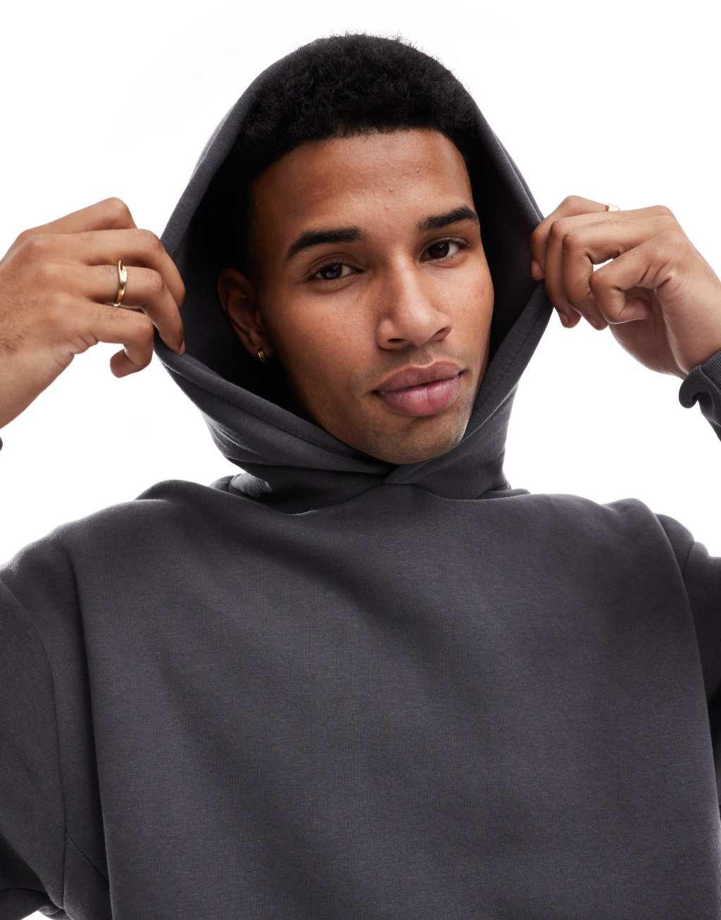 Bershka boxy hoodie in gray Product Image