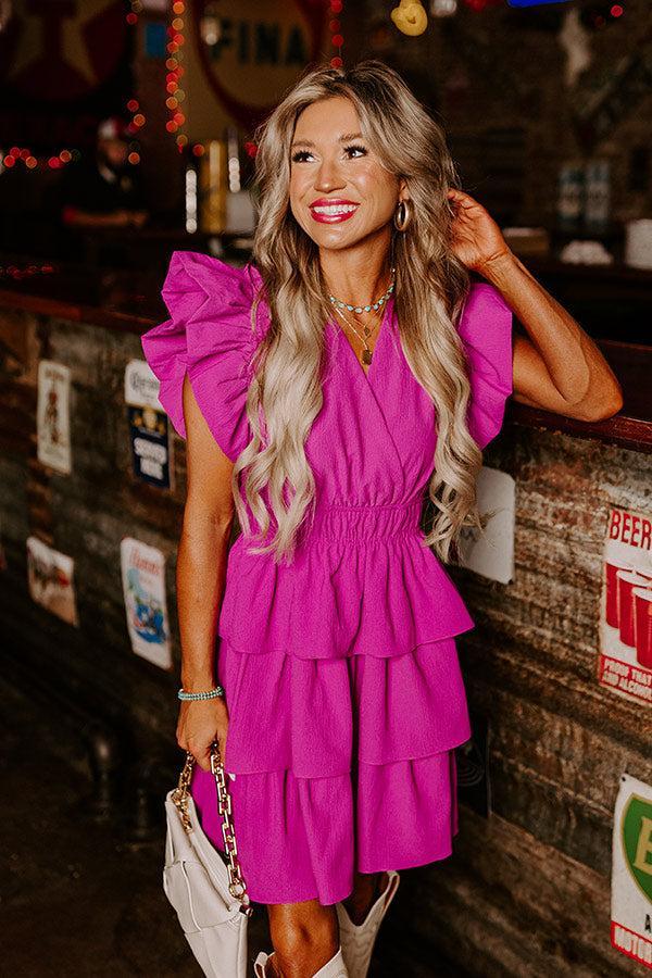 Flirty Allure Ruffle Dress in Purple Product Image