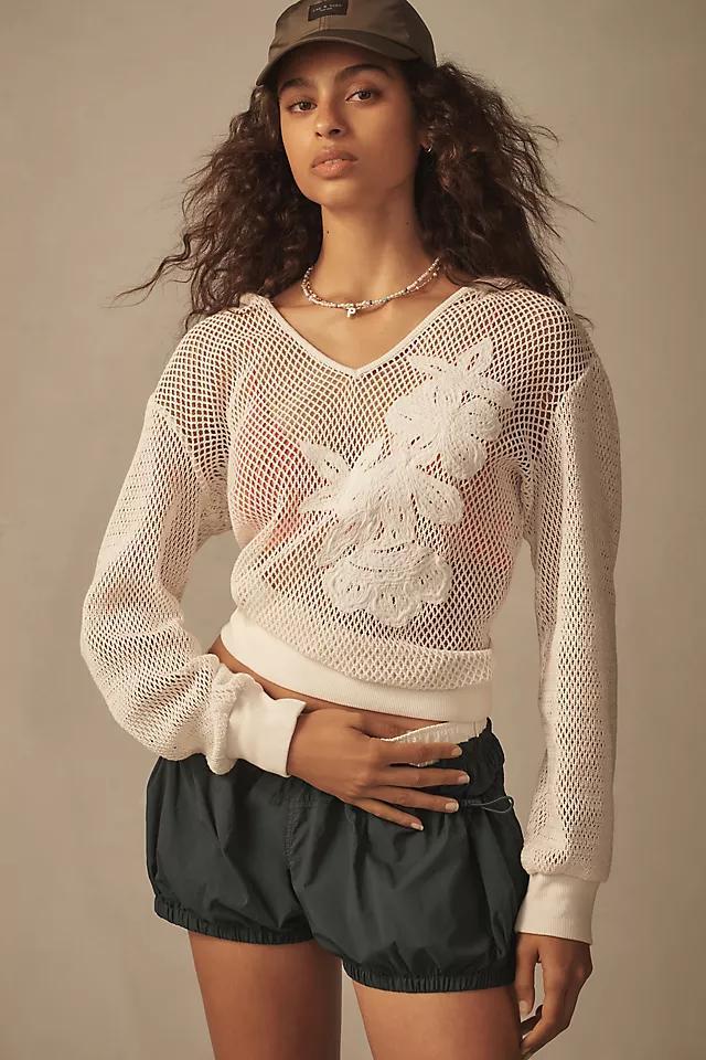 Daily Practice by Anthropologie Embroidered Mesh Hoodie Product Image