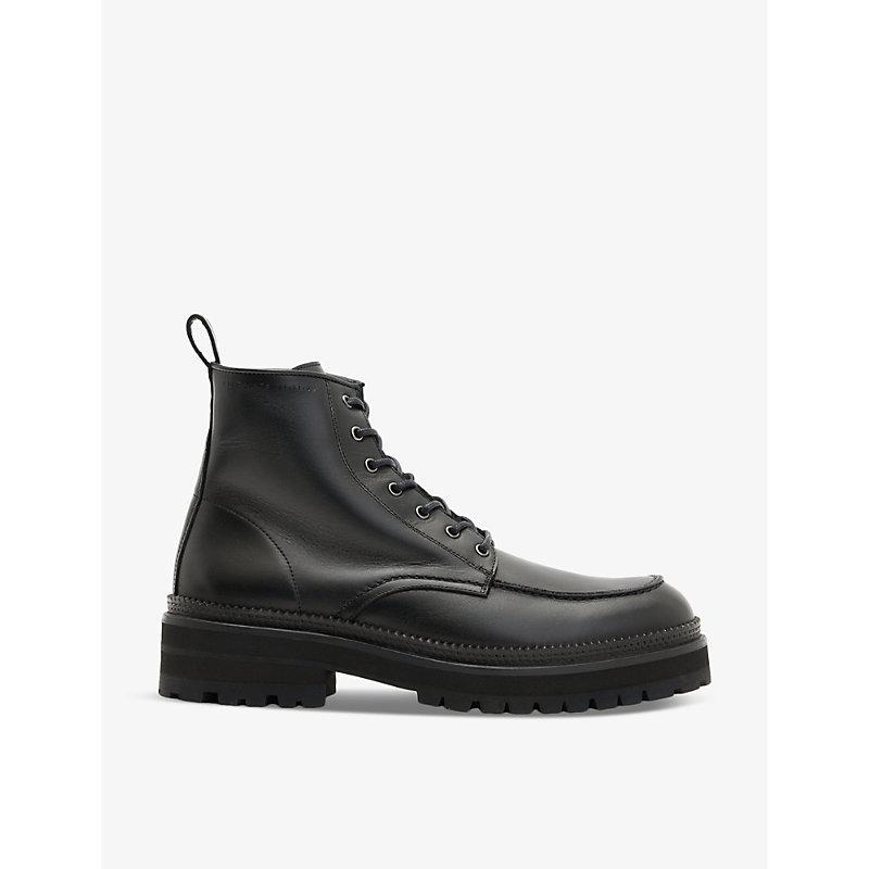 ALLSAINTS Castle Lace Up Leather Boots In Black Product Image