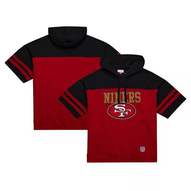 Mens Mitchell & Ness Scarlet San Francisco 49ers Off Field Vintage Logo Short Sleeve Pullover Hoodie Product Image