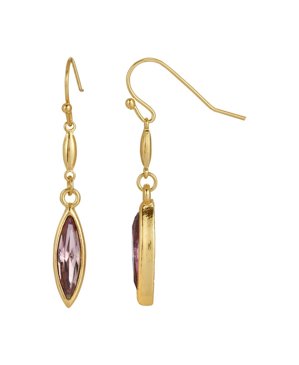 1928 Gold Tone Crystal Navette Drop Earrings, Womens, Purple Product Image