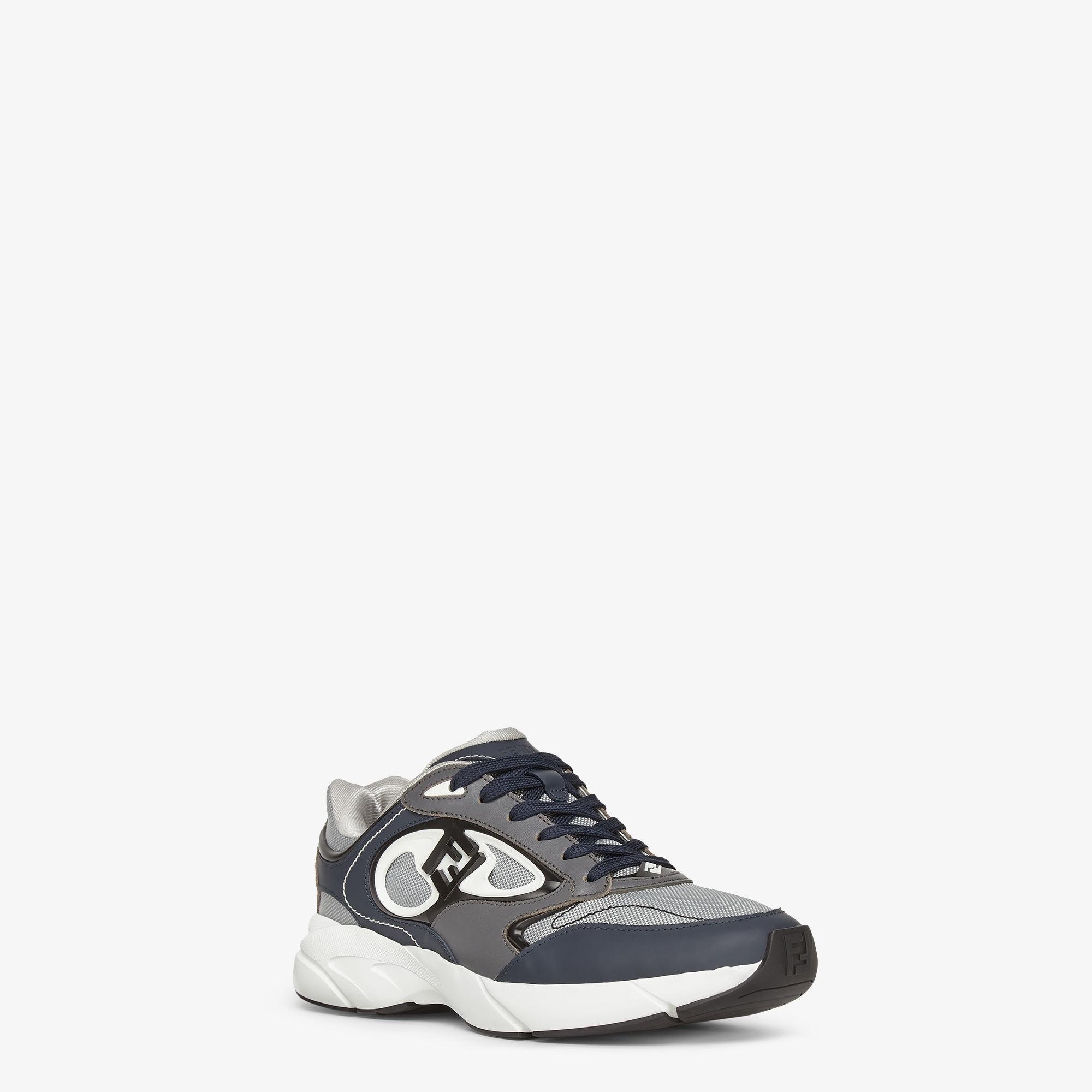 Fendi Forward sneakersGray mesh and blue leather low-tops Product Image