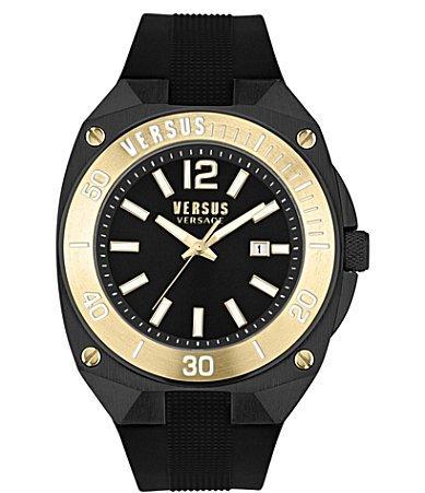 Versus Versace Mens Three-Hand Date Quartz Versus Reaction Blue Silicone Strap 48mm Product Image