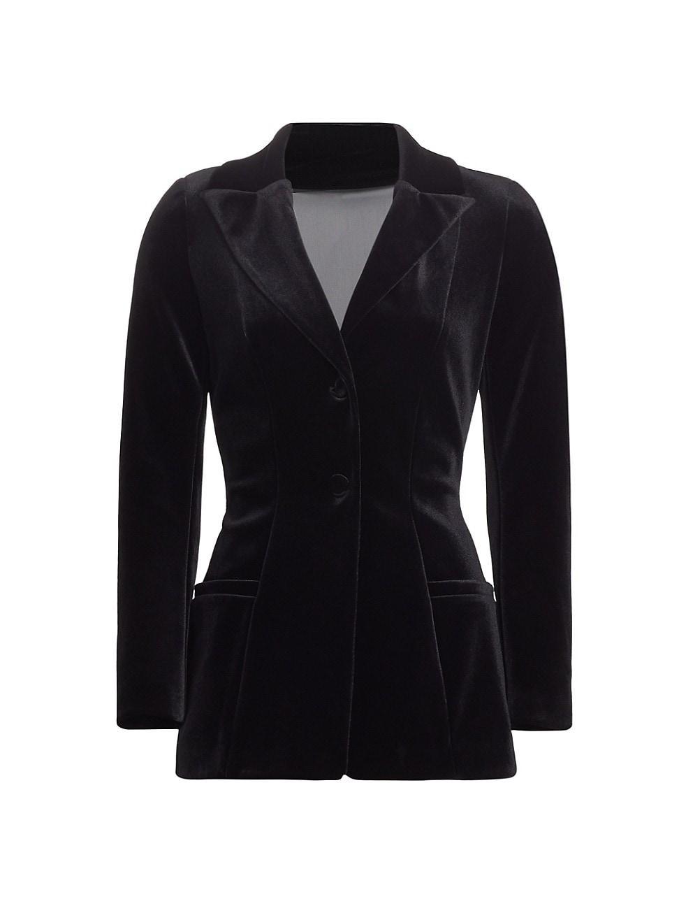 Womens Valona Lace-Trim Velvet Blazer Product Image