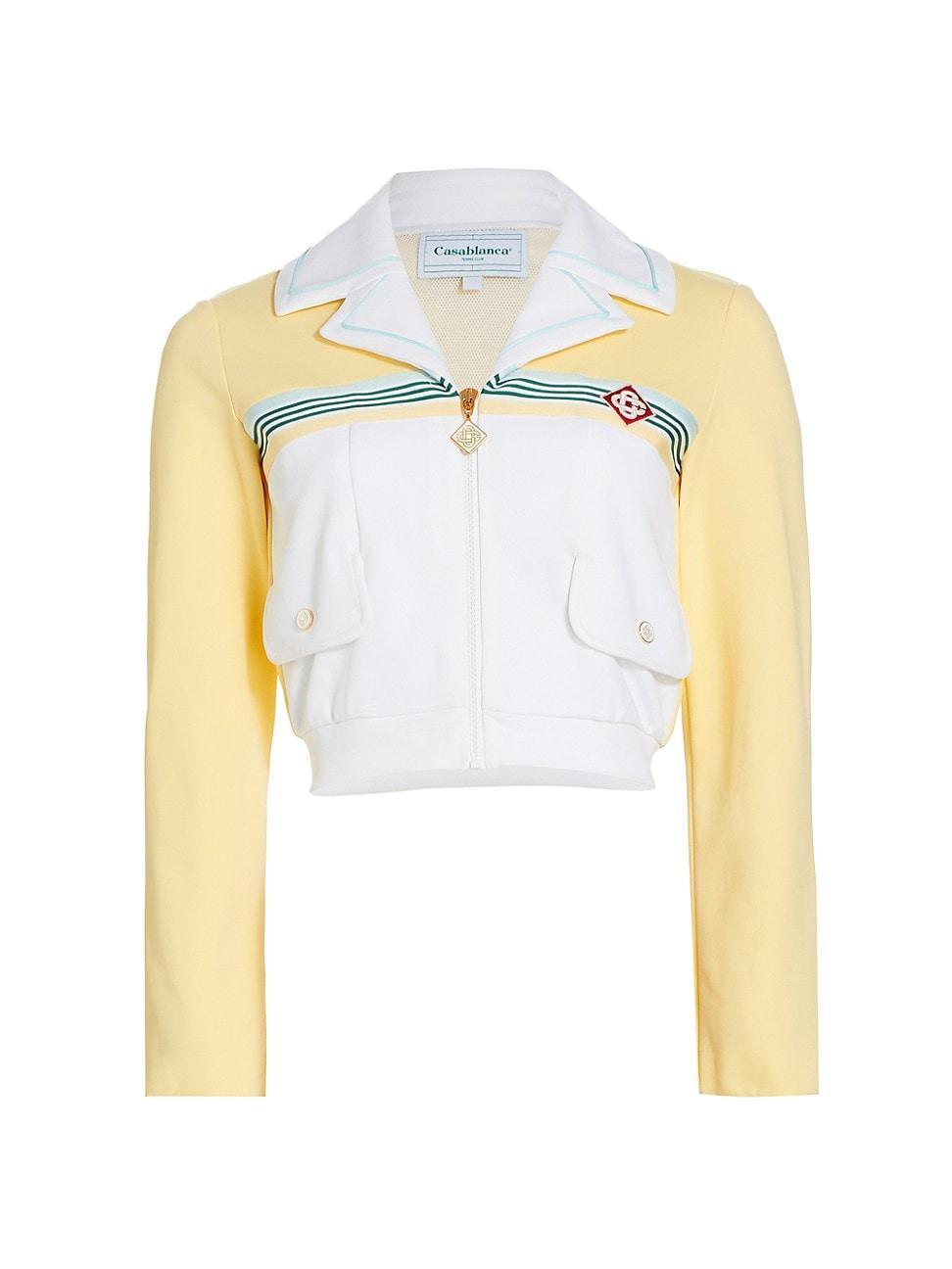 Womens Lapel Striped Track Jacket Product Image