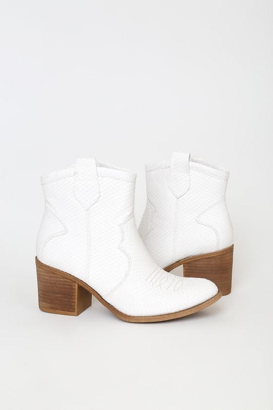 Unite White Snake Ankle Booties product image