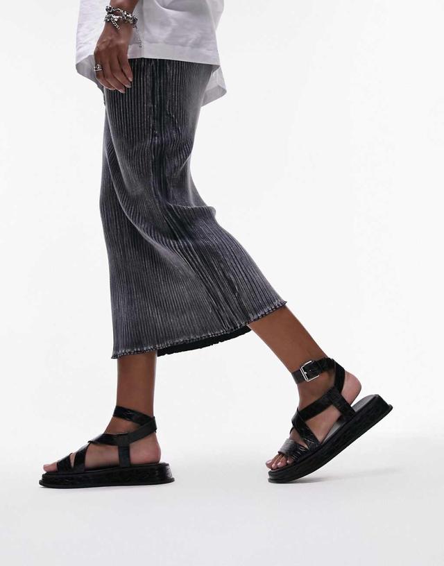 Topshop Jasmine chunky sandal in black Product Image