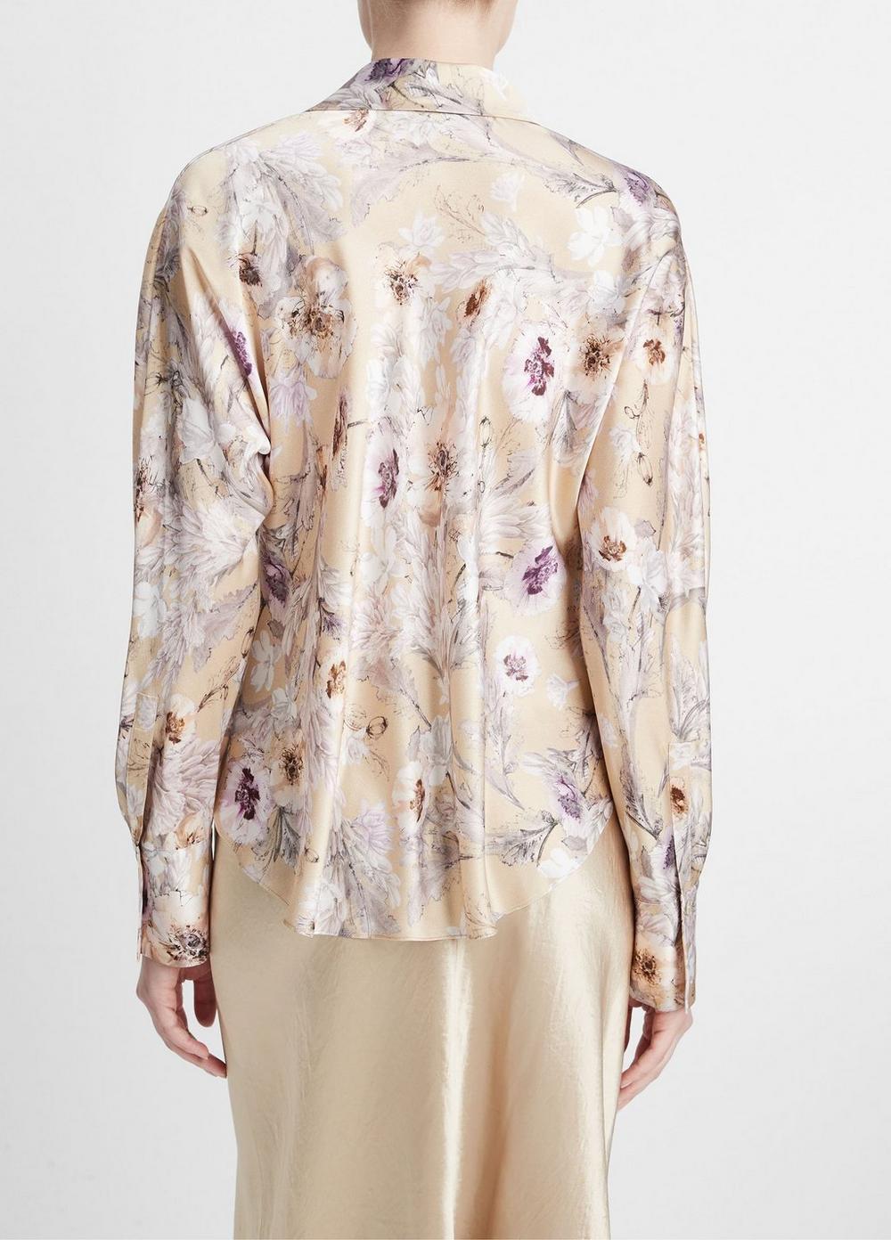 Wild Flower Silk Bias Long-Sleeve Blouse Product Image