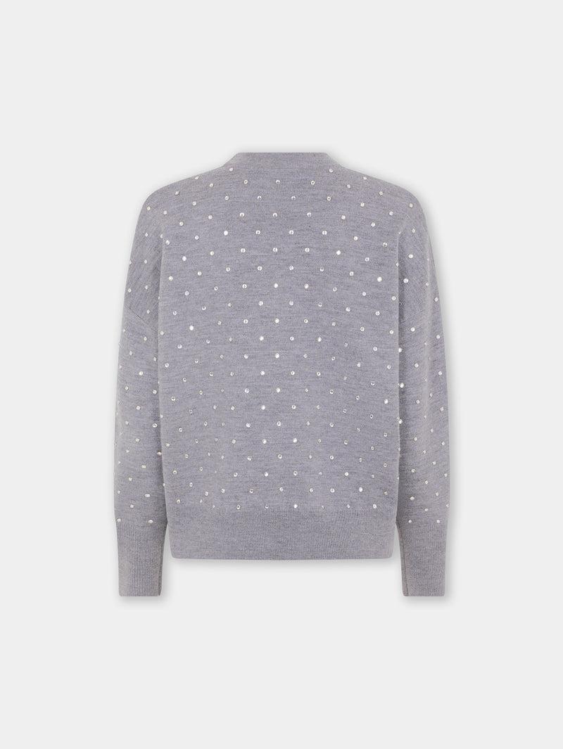 GREY CRYSTAL-EMBELLISHED SWEATER IN WOOL Product Image