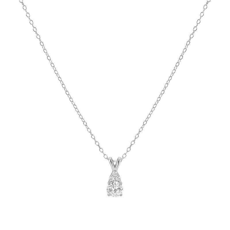 PRIMROSE Sterling Silver Cubic Zirconia Pendant Necklace, Womens Sterling And Clear Product Image