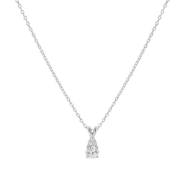 PRIMROSE Sterling Silver Cubic Zirconia Pendant Necklace, Womens Sterling And Clear Product Image