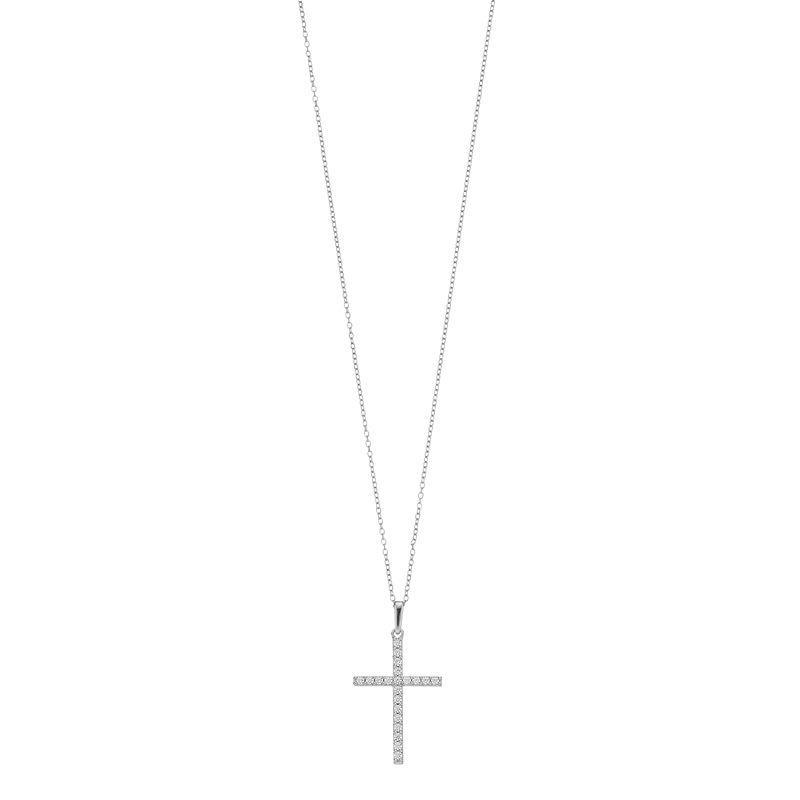 Diamond Brilliance 1/4 Carat T.W. Lab-Created Diamond Cross Pendant Necklace, Womens, White Product Image