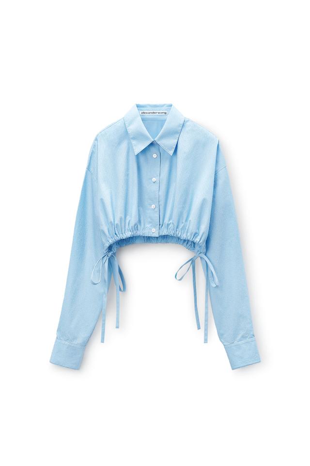 Cropped Drawstring Blouse In Cotton & Crystal Hotfix Poplin Product Image