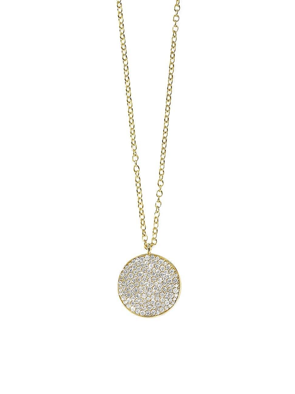 Ippolita 18K Yellow Gold Stardust Diamond Pave Medium Disc Pendant Necklace, 16-18 Product Image