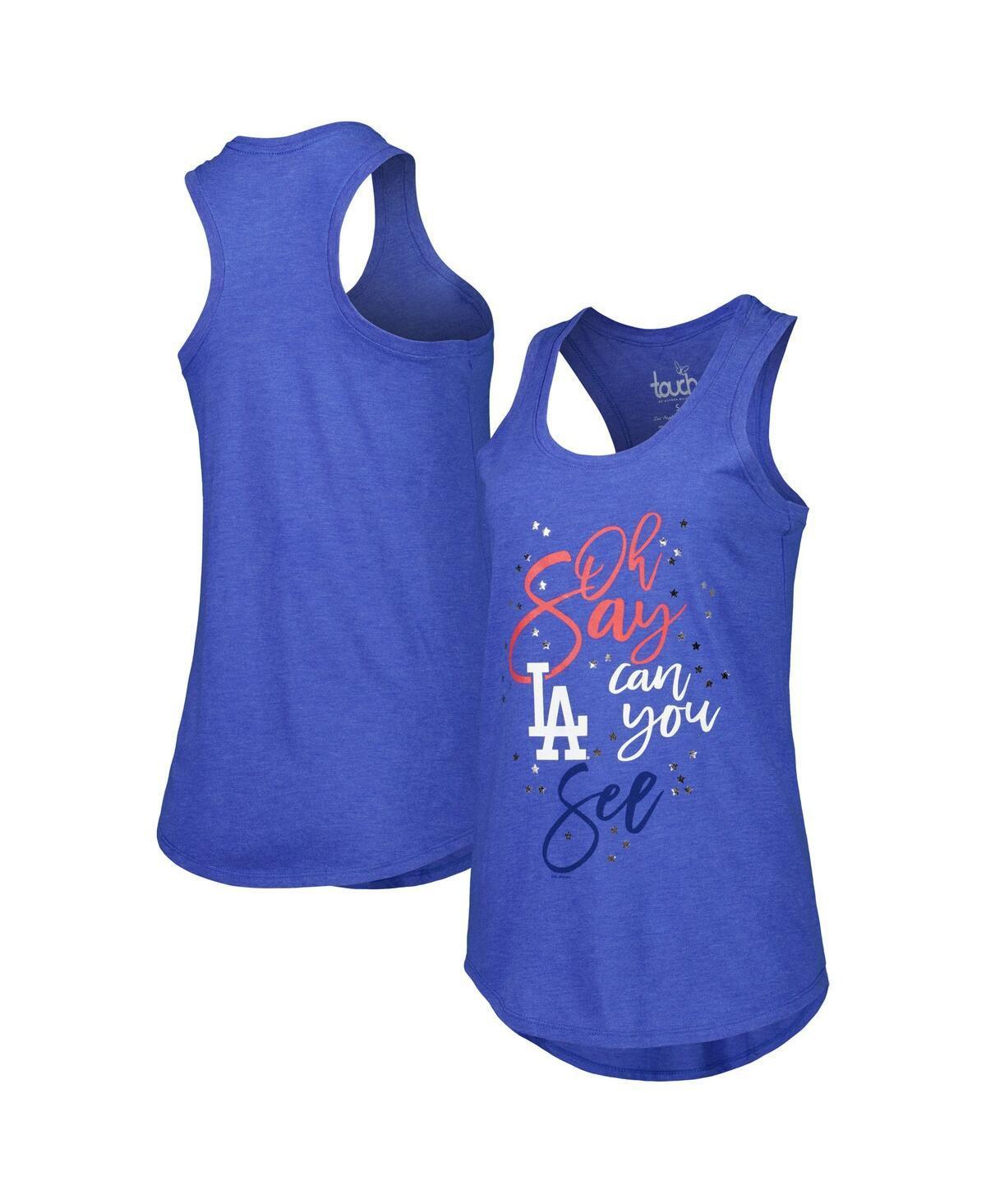 Womens Touch Royal Los Angeles Dodgers Americana Tri-Blend Racerback Tank Top Product Image