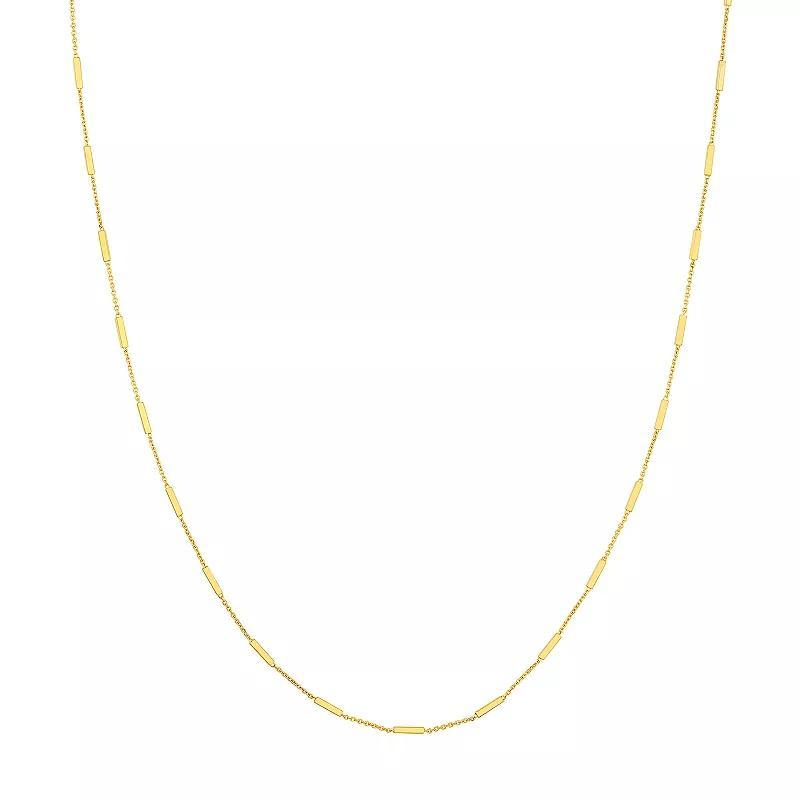 14k Gold Bar Station Cable Chain Necklace, Womens Product Image