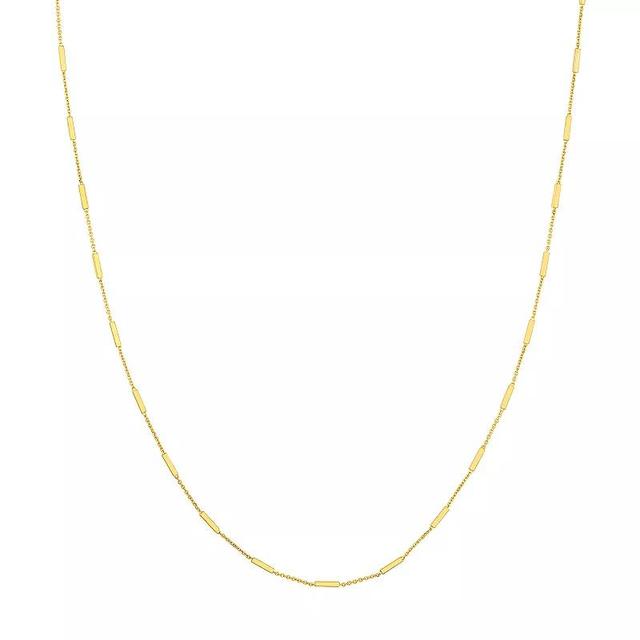 14k Gold Bar Station Cable Chain Necklace, Womens Product Image