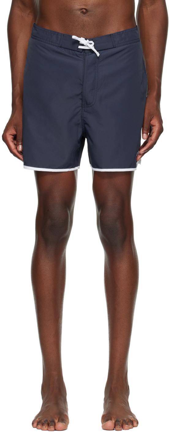 HUGO BOSS Logo-embroidered Quick-dry Swim Shorts With Contrast Details In Dark Blue Product Image