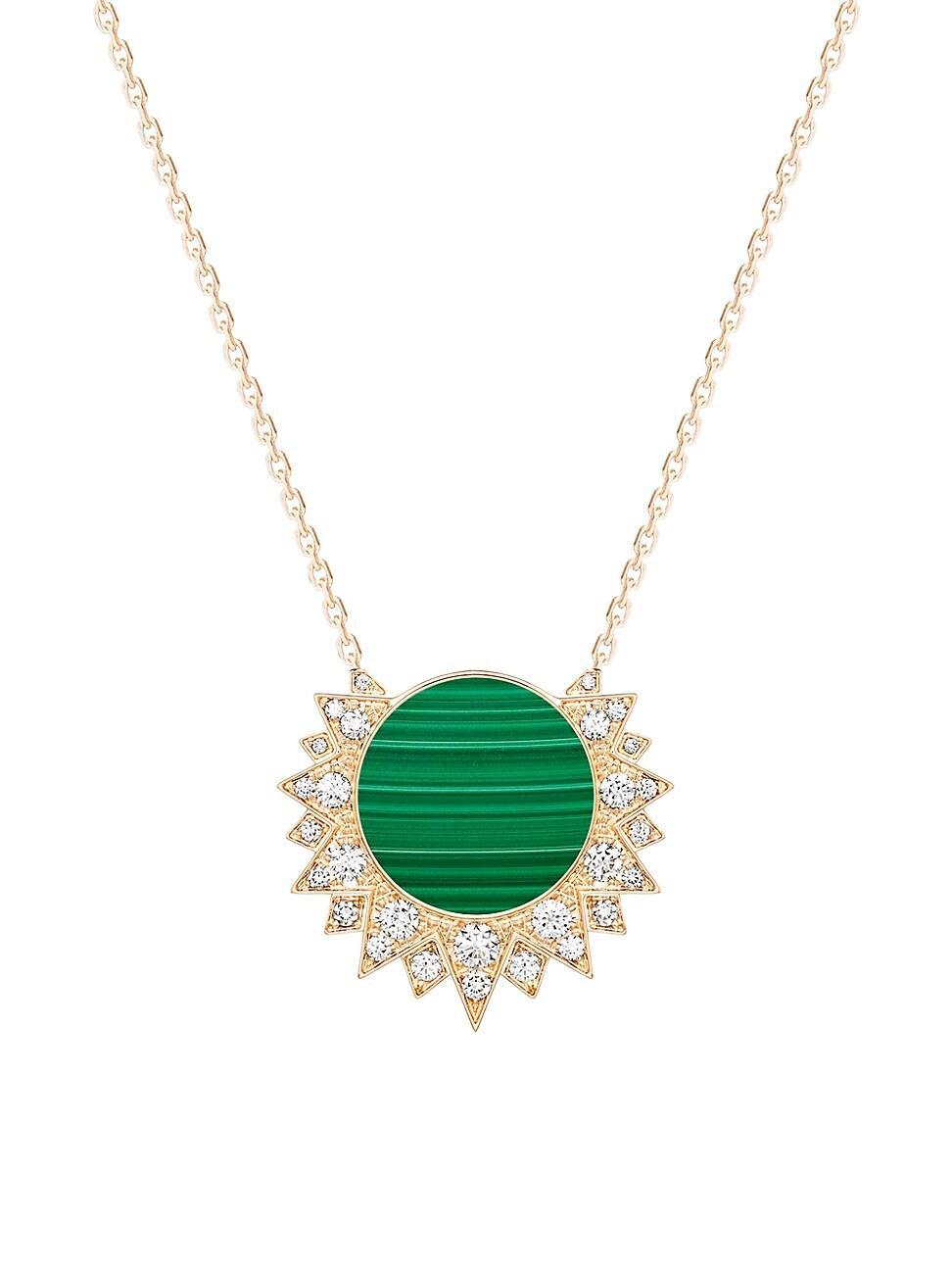 Womens Piaget Sunlight 18K Rose Gold, Malachite & Diamond Pendant Necklace Product Image